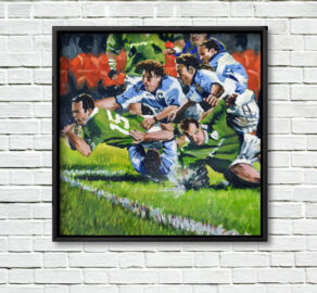 Ireland V Pumas, framed Print on White Wall.