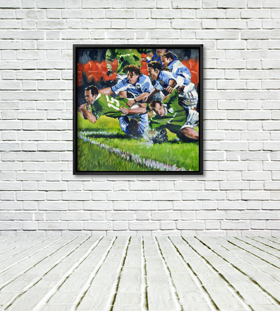 Ireland V Pumas, framed Print on White Wall with White Floor.