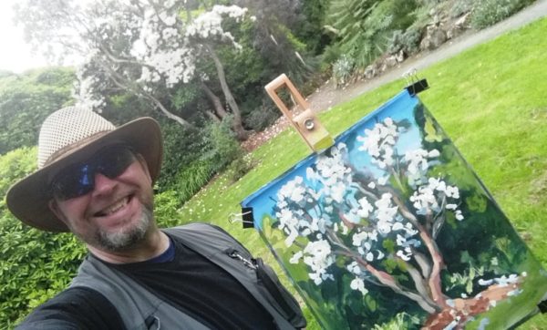 Workshop at Kilmacurragh : Rod Coyne with his painting demo at Kilmacurragh's Botanical Gardens.