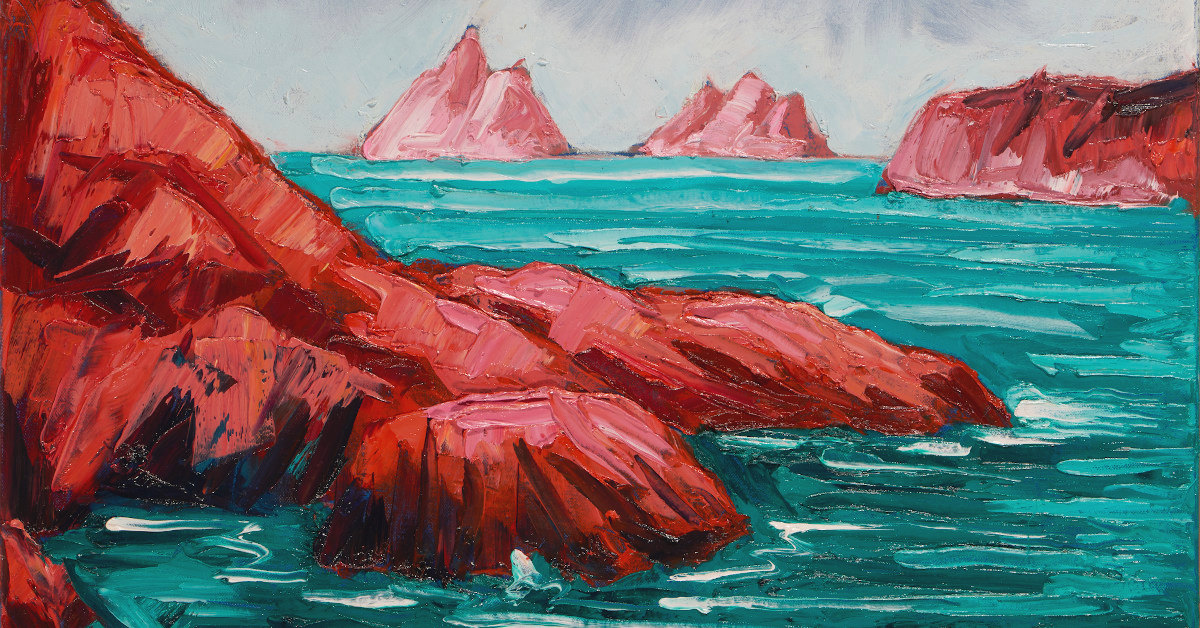 artist rod coyne's painting "Hogs Head, Bolus & Skelligs" is shown here cropped for facebook.