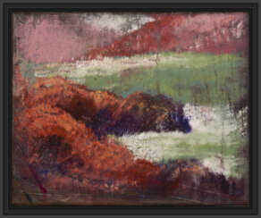 artist rod coyne's painting "at horse island" is shown here as a canvas print in a black frame.