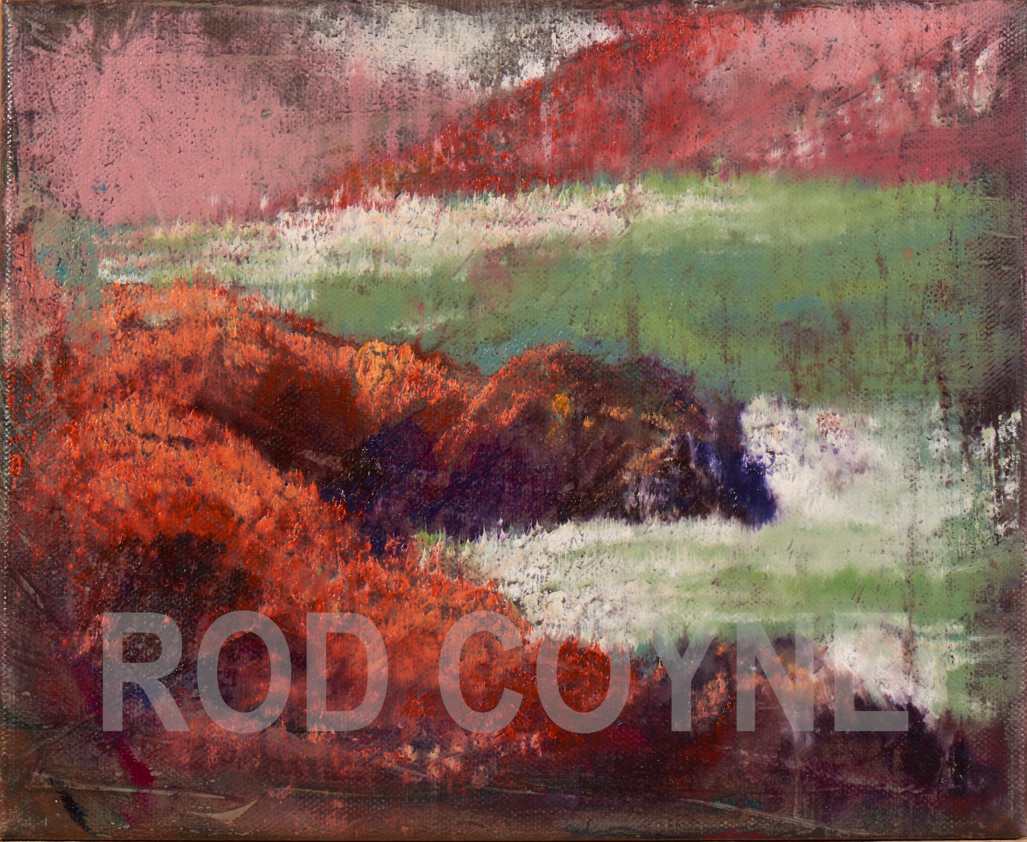 artist rod coyne's painting "at horse island" is shown here watermaked.