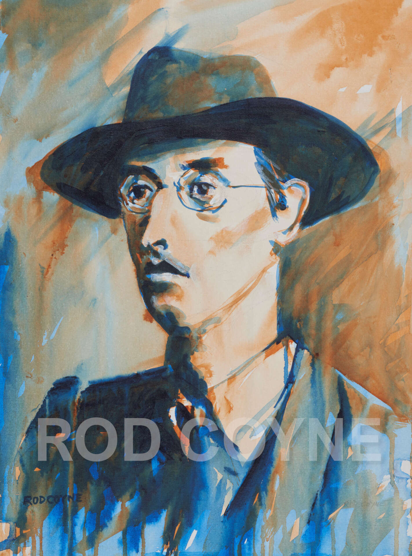 artist rod coyne's portrait "Joseph Mary Plunkett 1916" is shown here, watermarked.
