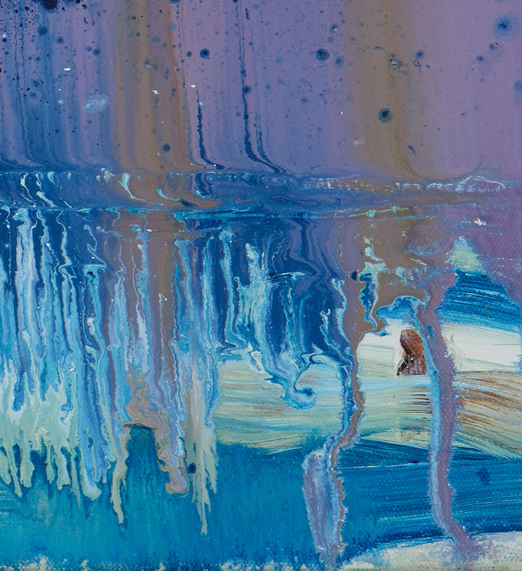 artist rod coyne's seascape "pigeon house mirage" is shown here in a close up detail.