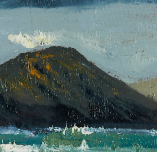 artist rod coyne's seascape "deenish island" is shown here in a close up detail.