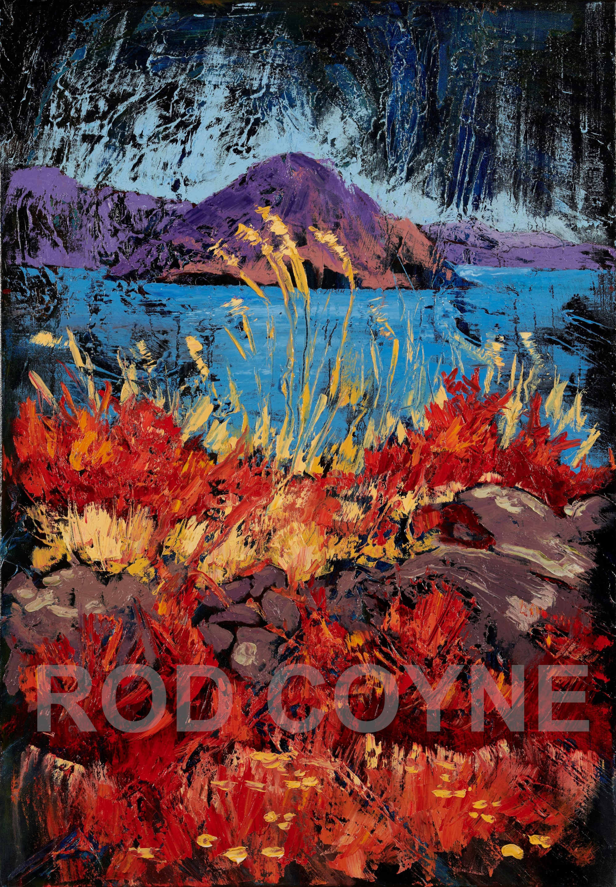 artist rod coyne's landscape "Hog's Head Breeze" is shown here, watermarked.