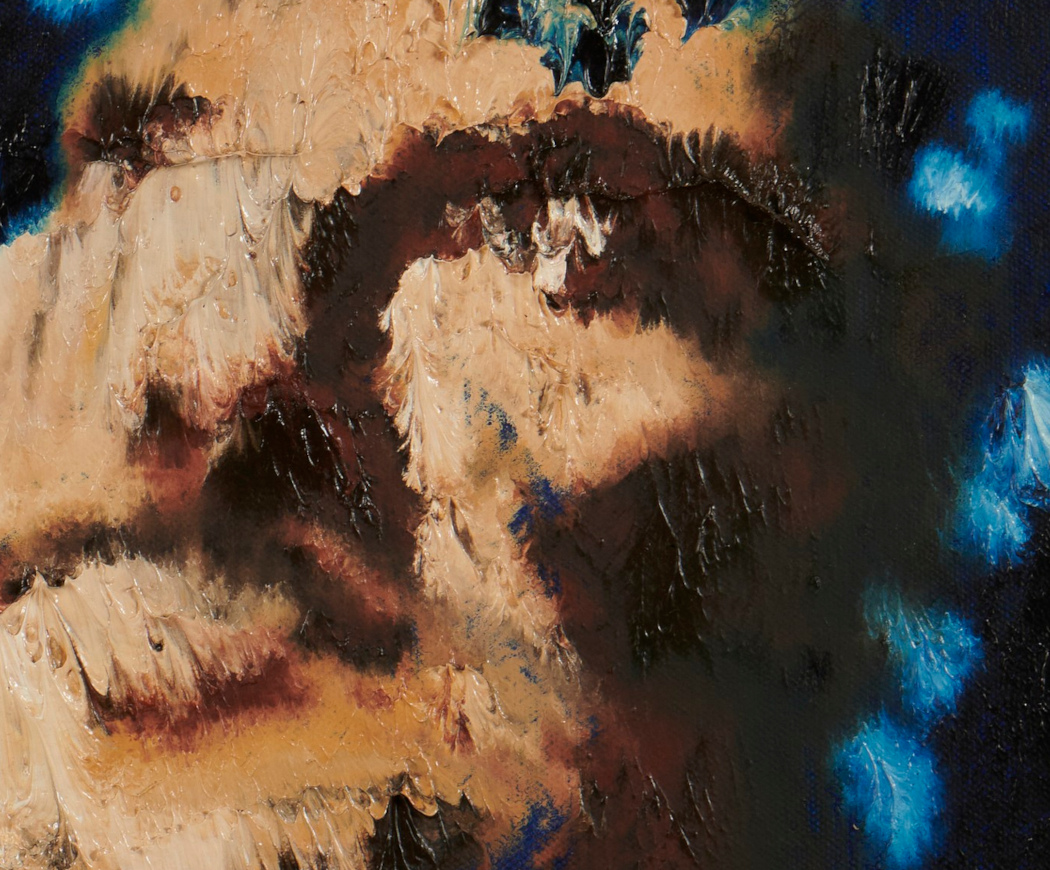 artist rod coyne's portrait "Angel Gabriel" is shown here in a close up detail.