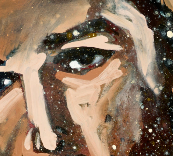 artist rod coyne's portrait "jesus" is shown here, in a close up detail