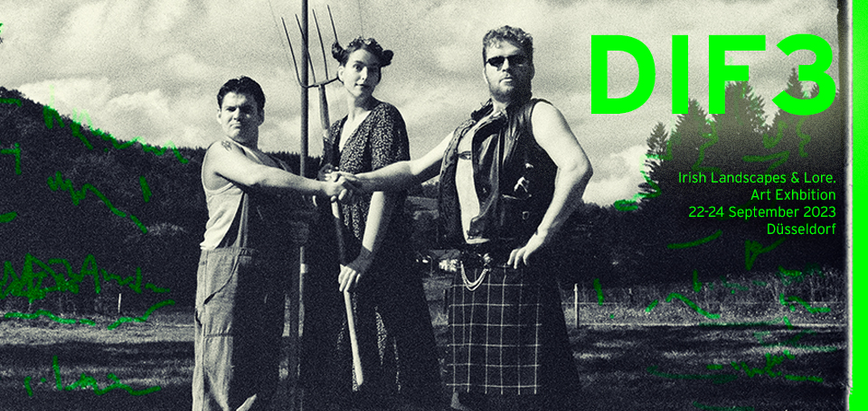 jost anja and rod posing in a german field for the 1994 dif invitation